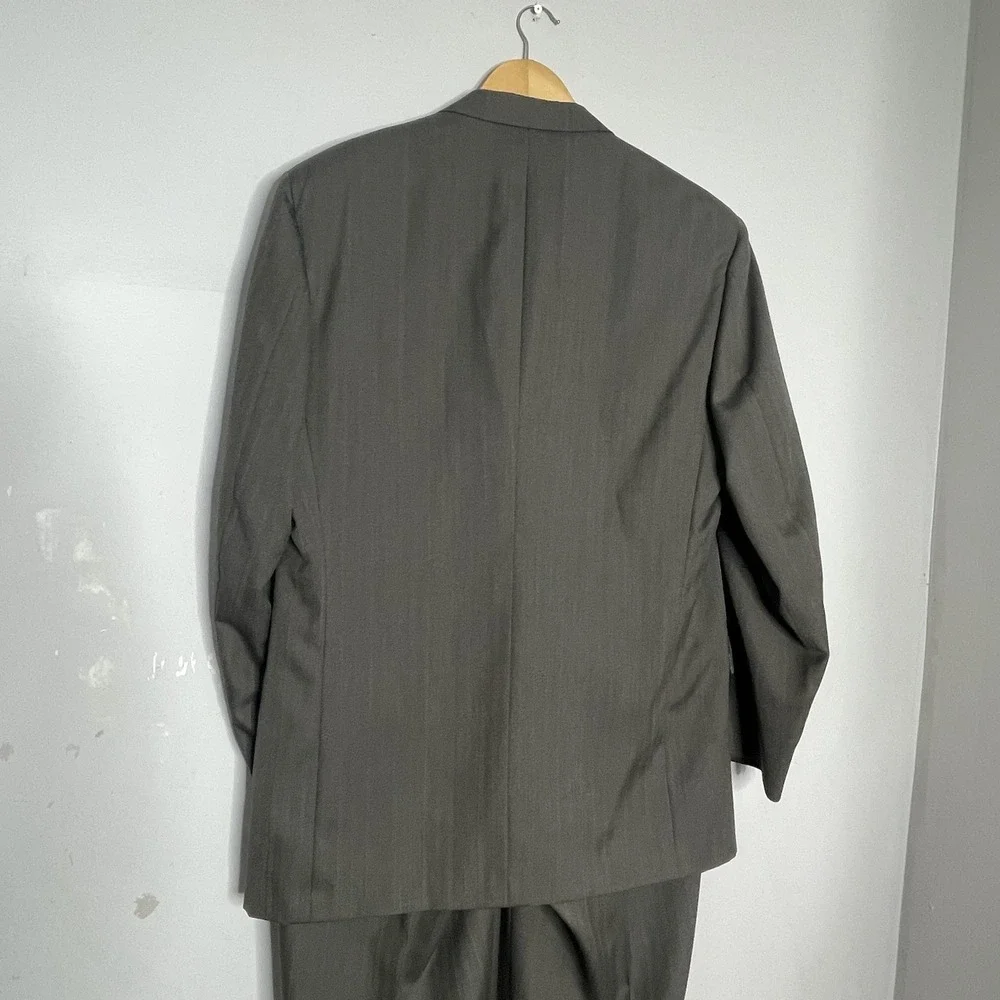 Christian Dior 43L 36x32 Brown Melange‎ Herringbone Stripe Suit